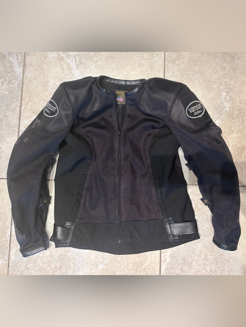 Vanson Leathers Vent Max Armored Mesh Motorcycle Jacket Made USA Black - small